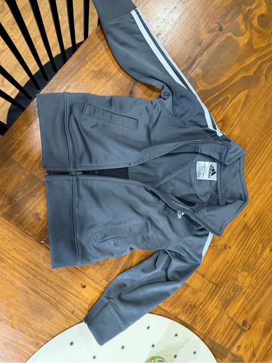 adidas Other - adidas Gray Kids Zip-Up Track Jacket with White 3-Stripes